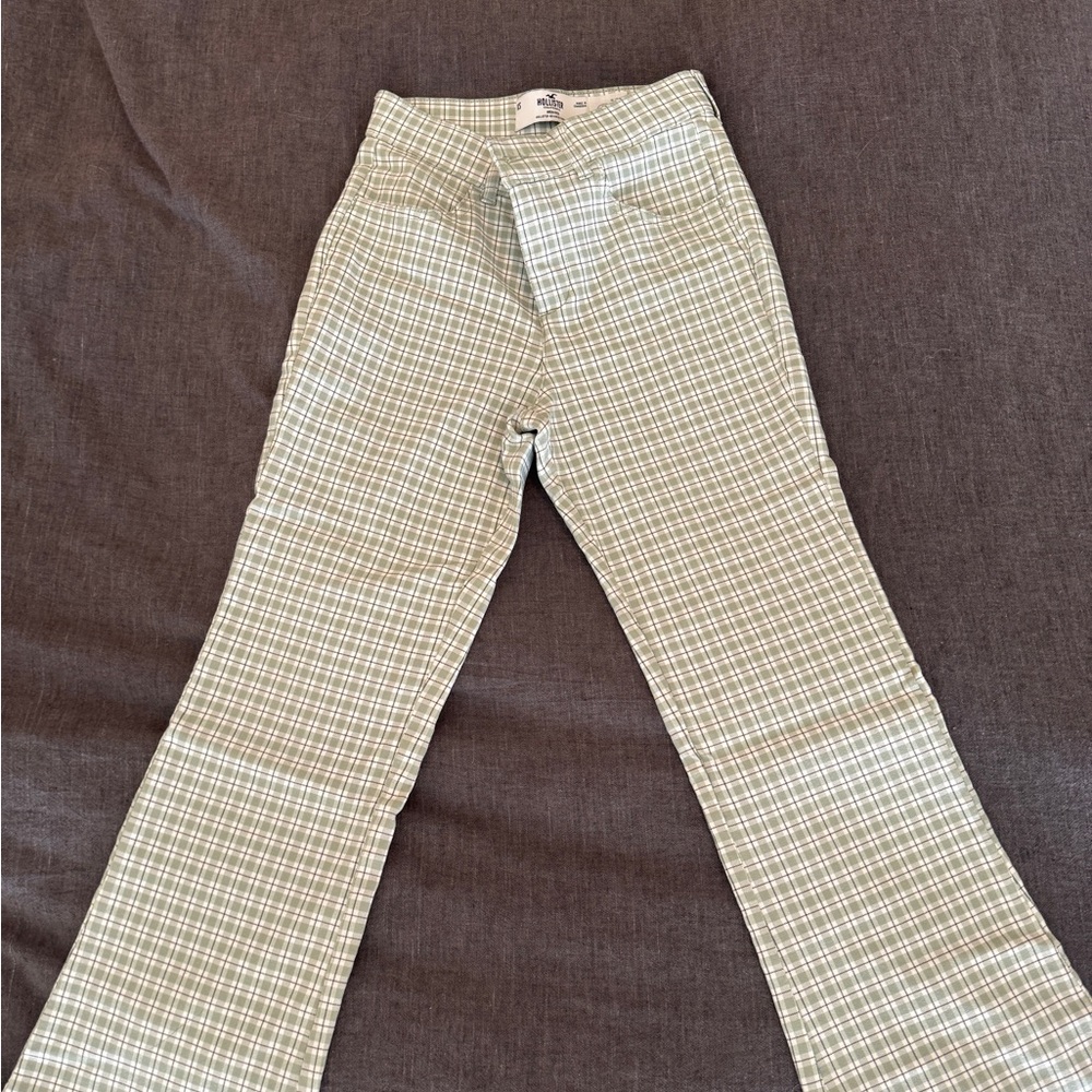 Green Plaid Flare Pants
